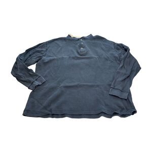 Reservoir World Wide Sweater Large Gray 100% Cotton Henley Neck Knit Long Sleeve